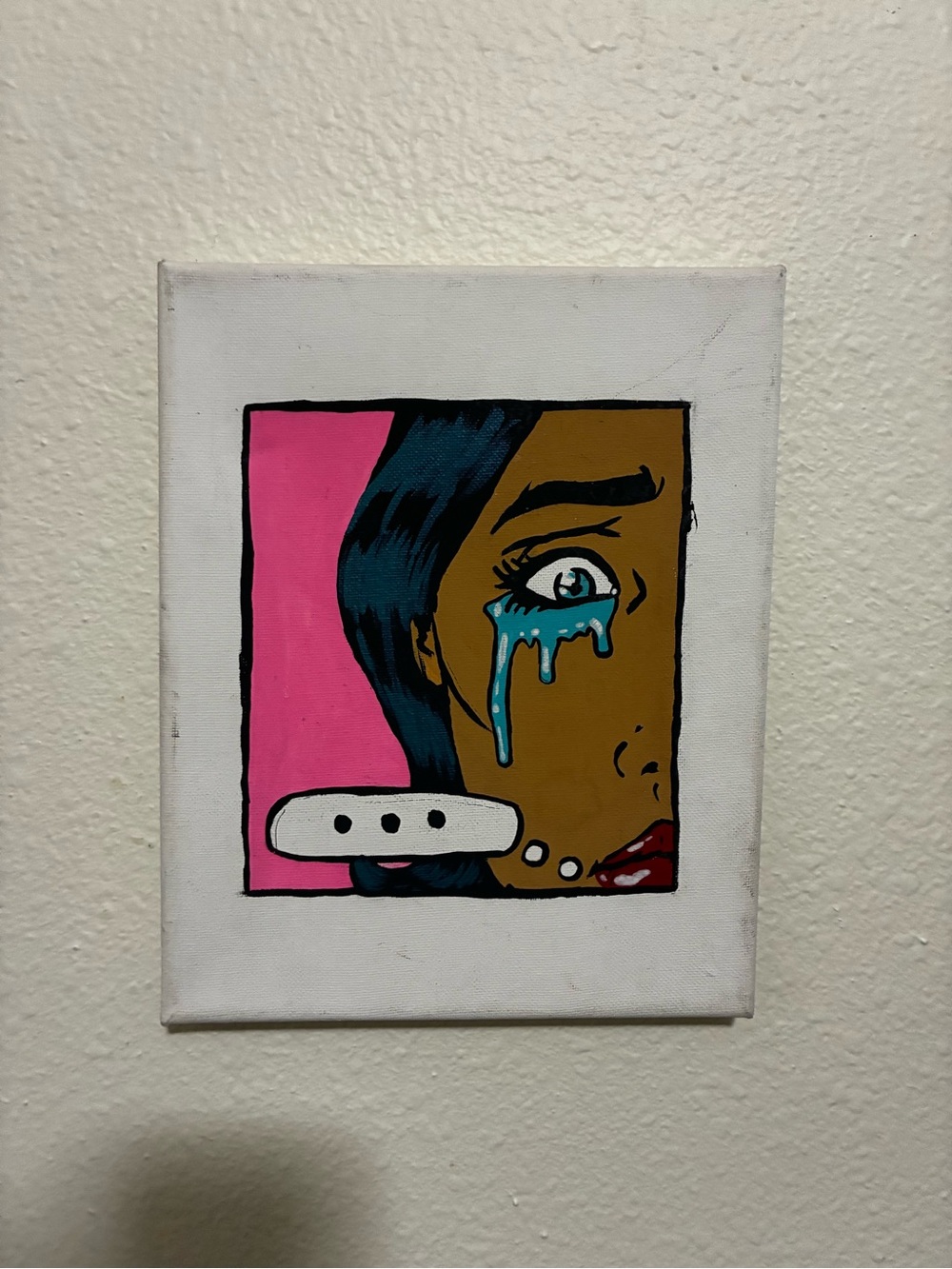 Crying woman hand painted canvas
